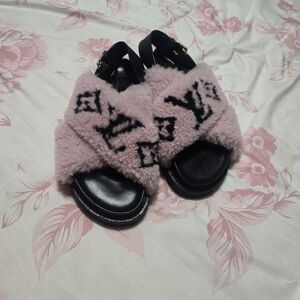 Louis Vuitton Pink and Black Sandals